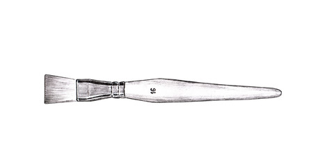 Hand drawn pencil illustration of paintbrush