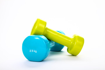 Two dumbbells isolated on a white background