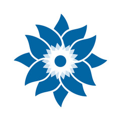 Obraz premium Light blue abstract geometric flower logo template. Business abstract icon isolated on white. Use for logo, sign, symbol, web, label, icon