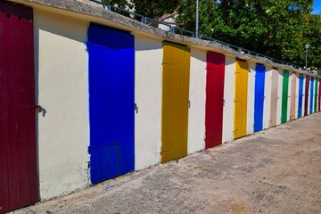 Naklejka premium doors of different colors perspective