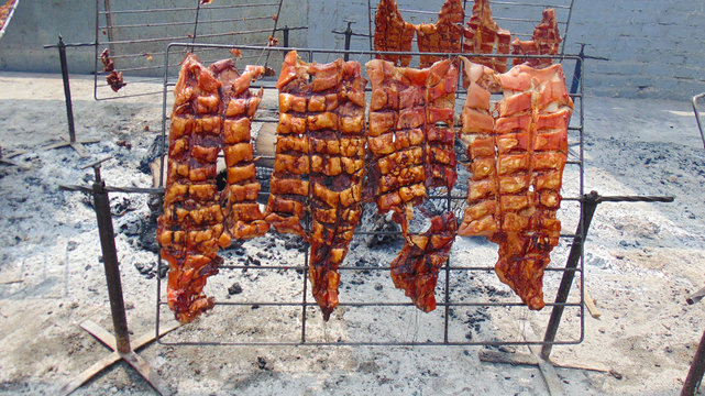 Chancho al palo traditional peruvian roasted pork