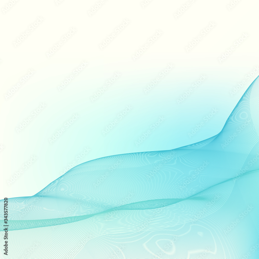 Poster turquoise blue transparent wave. abstract vector graphics