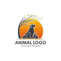 Dog, cat, rabbit logo vector