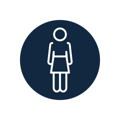 pictogram woman standing icon, line block style