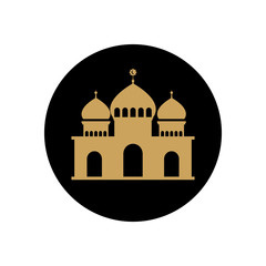 Fototapeta na wymiar ramadan concept, islamic mosque icon, block line style