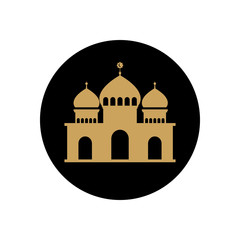 ramadan concept, islamic mosque icon, block line style