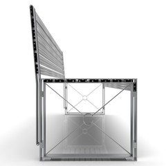 3D image street bench. Metal and wooden. Sketch Isometric.2 5