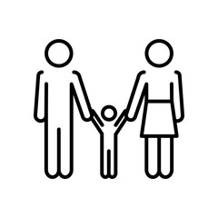 pictogram family with little kid, line style