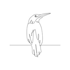 Continuous line drawing kingfisher bird