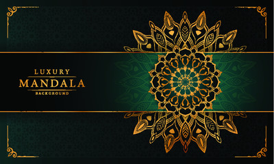 Luxury ornamental mandala design background with golden arabesque pattern arabic islamic east style