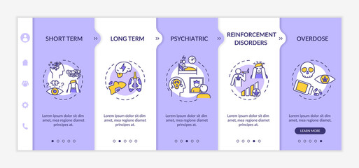 Cannabis side effects onboarding vector template