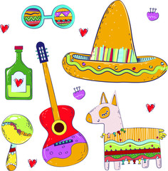 mexican folk objects in vector