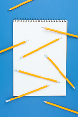 Album for drawing on a blue isolated background.