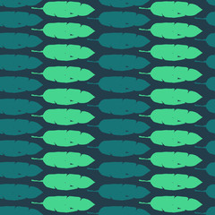 Modern Tropical Vector Seamless Pattern. Doodle Floral Background. Feather Dandelion Banana Leaves Monstera 