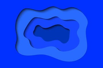 Blue paper cut vector background, 3D abstract paper carving art style.