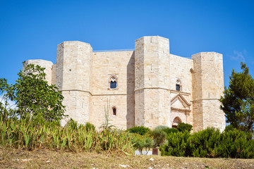 Fototapeta na wymiar Panoramic view of Castel del Monte, Puglia. ItalyCastel del Monte is a 13th century citadel and castle situated on a hill in Andria in the Apulia region of southeast Italy. It was built during the 1