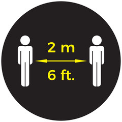 Coronavirus COVID-19 virus social distancing concept. Wait here and Stay six feet or two meters apart. Flat icon vector illustration