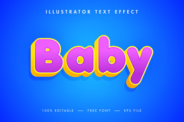 Baby 3d Text Effect and Premium Vector type design. 