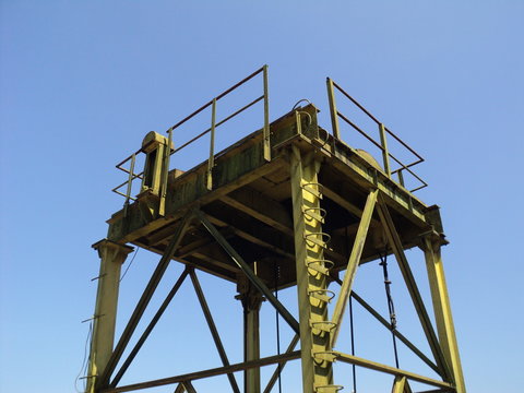 The steel structure is stand the top of the dam