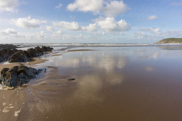 Beautiful beach scene of Croyde bay on the North Devon coast of England 