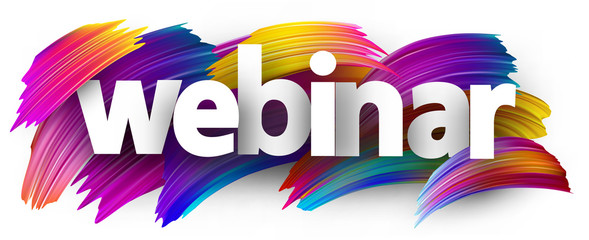 Webinar paper sign over brush strokes background.