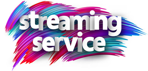 Streaming service sign in two lines on brush strokes background.
