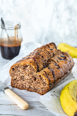 bread with bananas and chocolate 