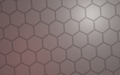 Honeycomb with color lighting, on a gray background. Perspective view on polygon look like honeycomb. Isometric geometry. 3D illustration