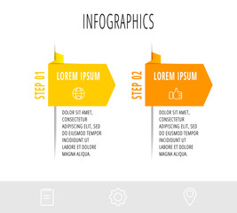 Infographics with 2 elements and arrows. Vector concept of two business options to choose from. Modern design for flowchart, timeline, web, graph, presentation