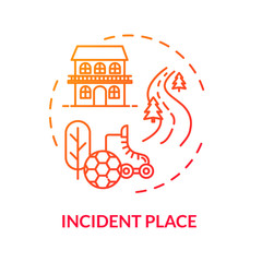 Incident location concept icon. Domestic and outdoor traumatism. Accidents, traumatic sport game, road accident thin line illustration. Vector isolated outline RGB color drawing.