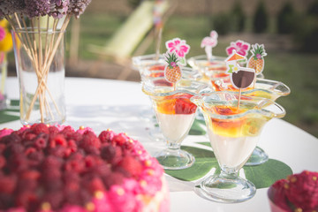 Snacks, food, decorations, desserts for a special event, birthday party