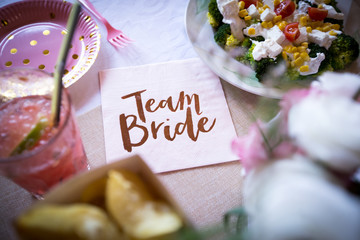Decorations and snacks for a bachelorette party