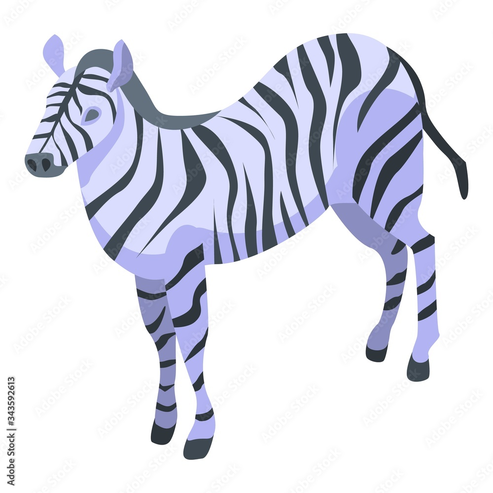 Poster zebra icon. isometric of zebra vector icon for web design isolated on white background