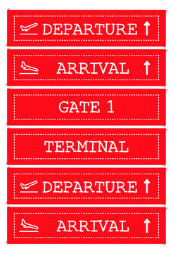 Red airport signs