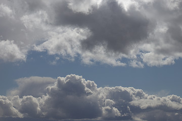 Fototapeta na wymiar White and gray clouds in the blue sky