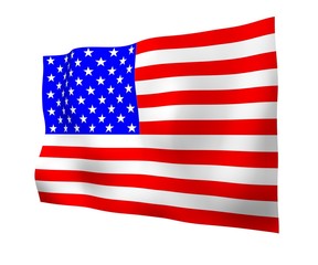 Fototapeta premium Waving flag of the United States of America. Stars and Stripes. State symbol of the USA. 3D illustration