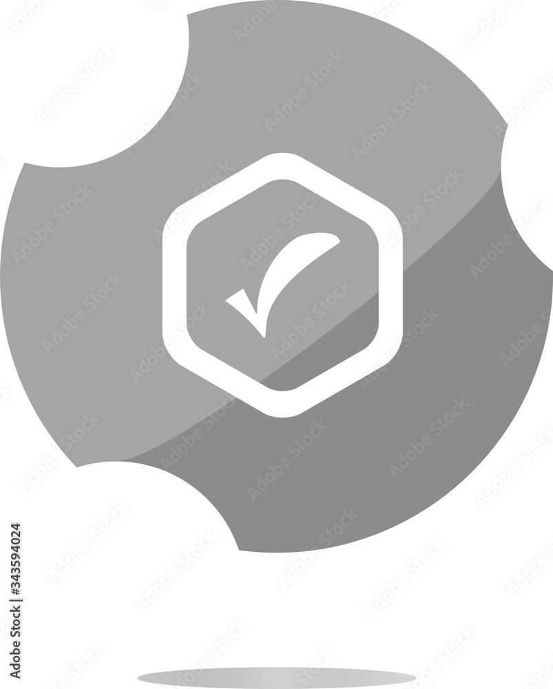 Aufkleber glossy web button with check mark sign, icon isolated on white