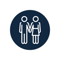 pitogram couple standing icon, line block style