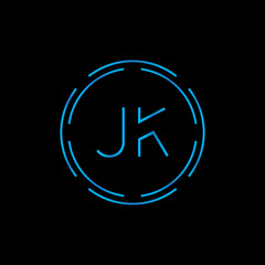 Creative letter JK Logo Design Vector Template. Digital Linked Letter JK Logo Design
