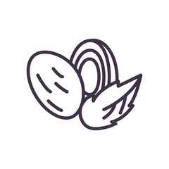 Eid mubarak palm fruit with leaf line style icon vector design