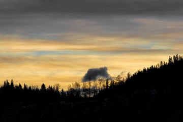 Sunrise in Bohinj mountains with small cloud