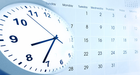 Fototapeta na wymiar Clock and calendar