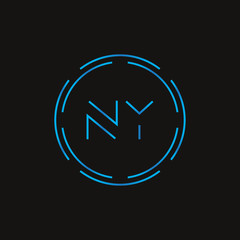 Initial Letter NY Logo Design Vector Template. Digital Abstract NY Letter Logo Design