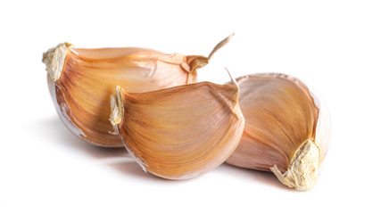 Garlic cloves isolated on white background, fresh vegatable