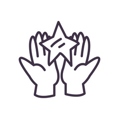 Hand holding star line style icon vector design