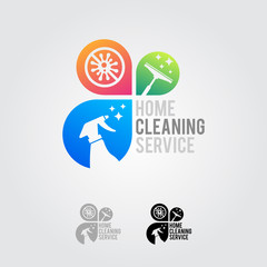 Cleaning Service Business logo design, Eco Friendly Concept for Interior, Home and Building
