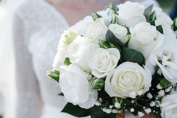 bride's bouquet of white roses