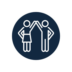 pictogram man and woman icon, line block style