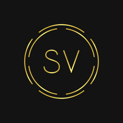 Initial SV Logo Design Creative Typography Vector Template. Digital Abstract Letter SV Logo Vector Illustration