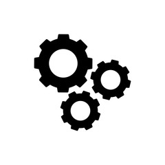 Settings, gear icon, logo isolated on white background